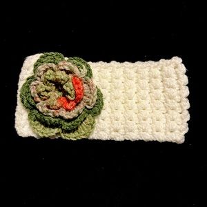 Crocheted headband with crocheted flower